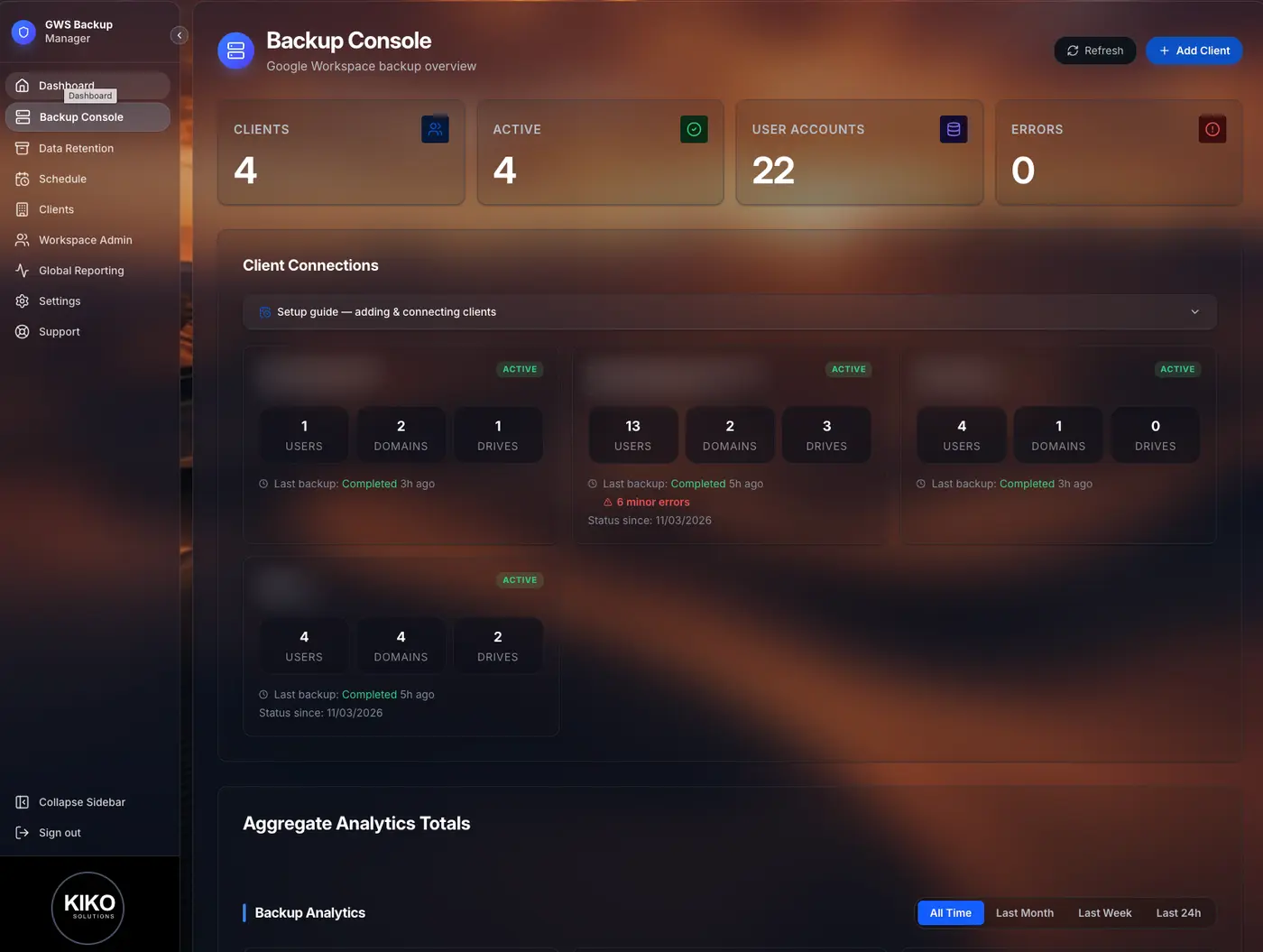 GWS Backup backup console