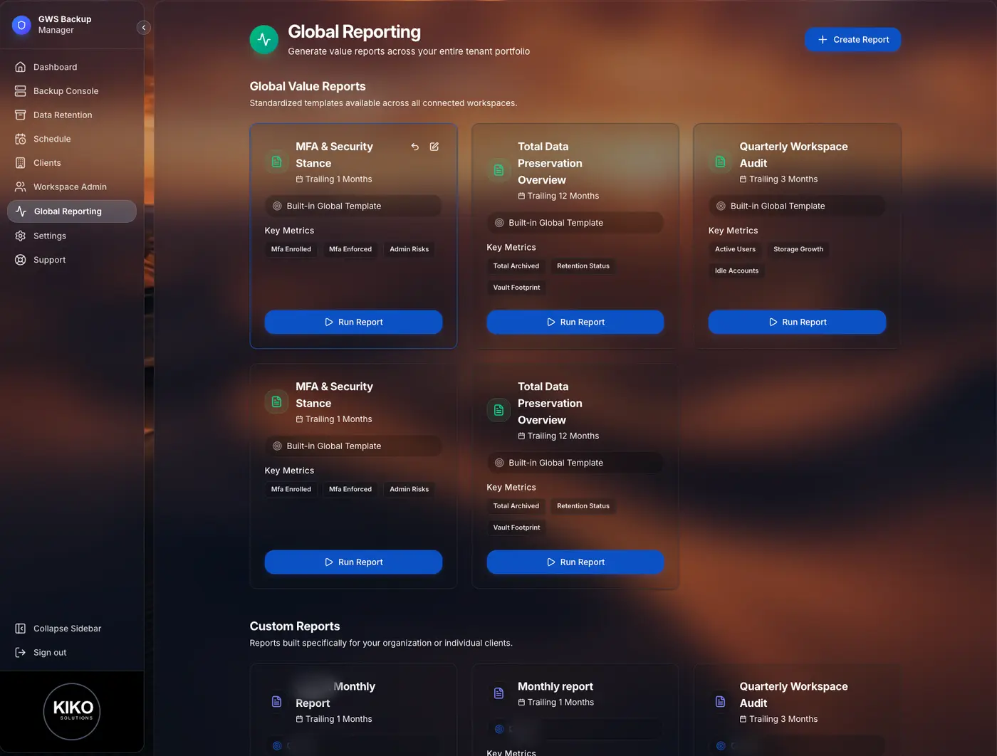 GWS Backup reporting