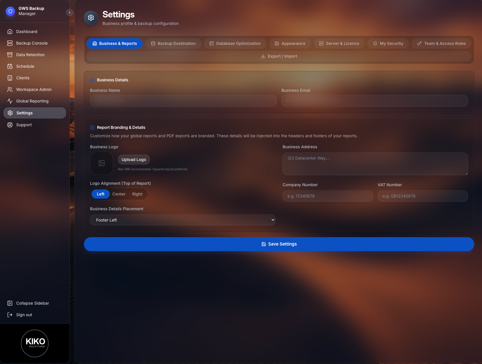 Settings screenshot